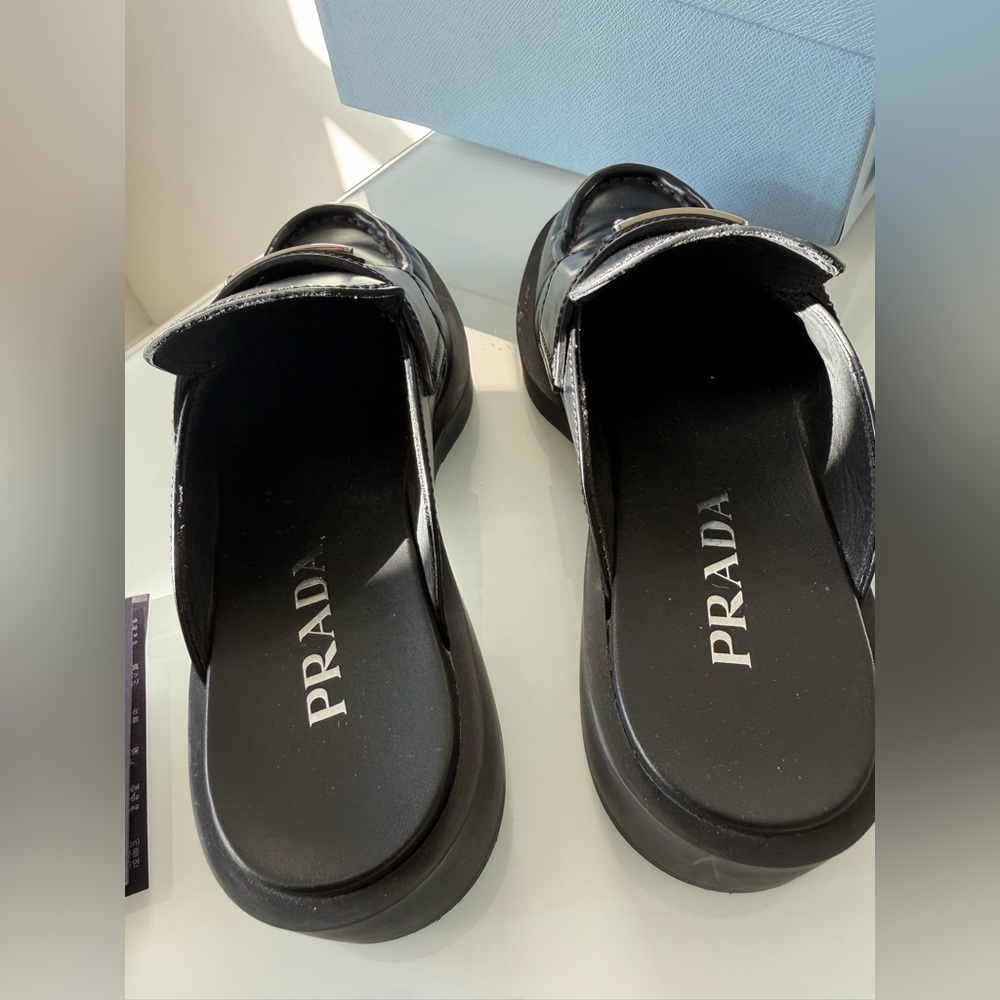 Prada calzature donna spazzolato black slide in loafers - Picture 5 of 7